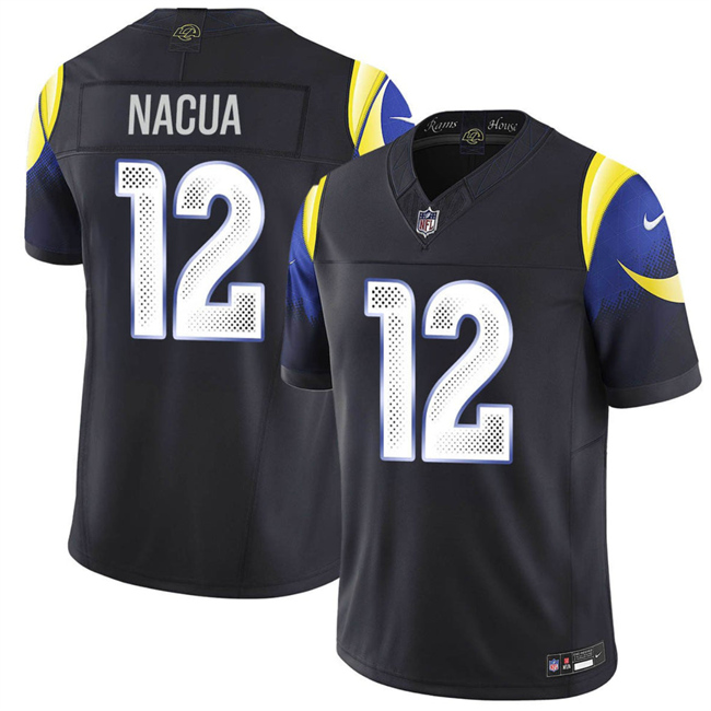 Men's Los Angeles Rams #12 Puka Nacua Black 2025 F.U.S.E. “Rivalries” Vapor Limited Stitched Football Jersey